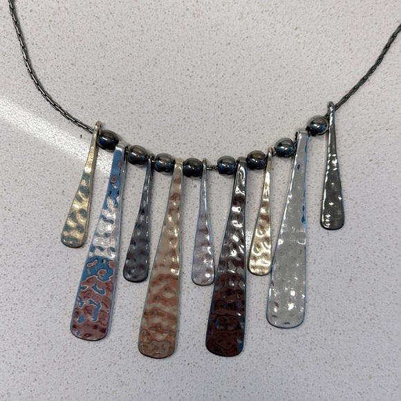 Charming Charlie tri-tone necklace in silver, gold & black, adjustable 12” - 18” - Picture 2 of 4